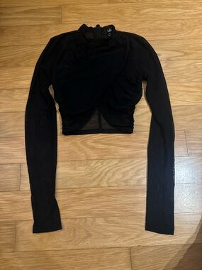 Lulus Black Long Sleeve Mesh Crop Top